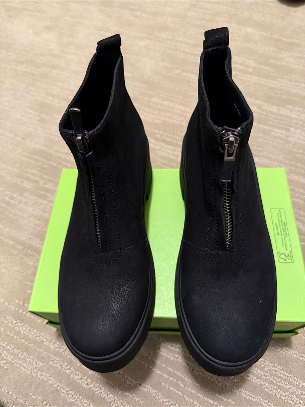 Eileen Fisher Black Zip Front Platform Ankle Boots